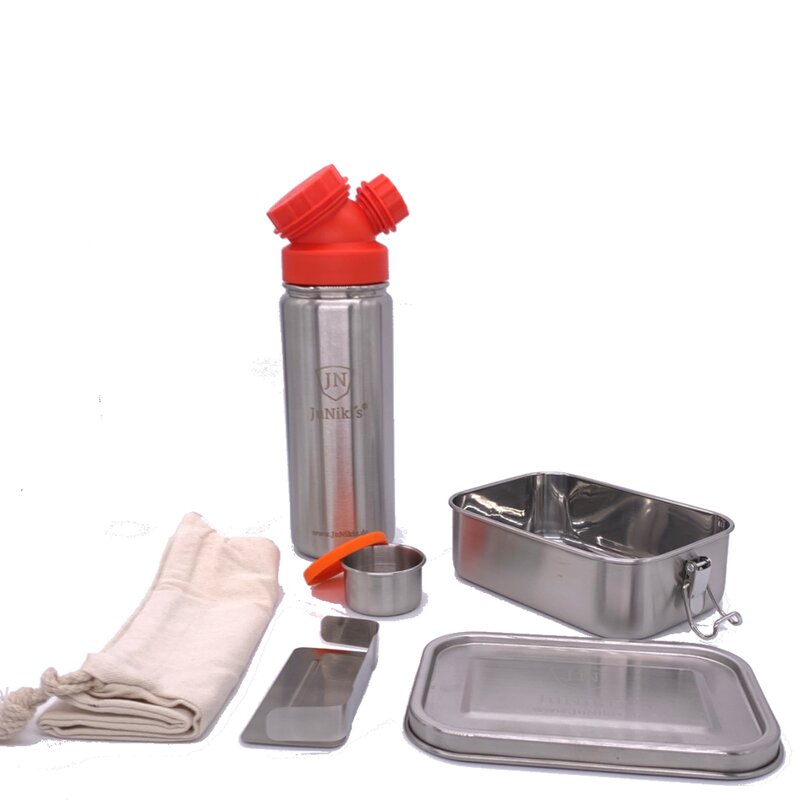 Schüler-Set: JuNiki´s® Lunchbox + Trinkflasche isoliert 550ml Rot