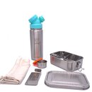 Back to School: Premium-Set with leak-proof lunchbox and 18oz drinking bottle turquoise