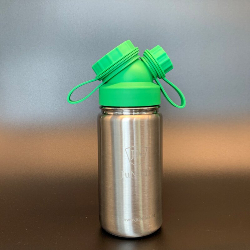 JuNiki´s® eco line isolierte Edelstahl Trinkflasche 420ml - Teefilter ergänzbar Green