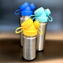 3er Set JuNikis  eco line isolierte Edelstahl Trinkflasche 3 Gren mit farbigen Deckeln Blau, Trkis, Gelb