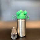 JuNiki´s® eco line isolierte Edelstahl Trinkflasche 420ml - mit Teefilter Green