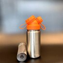 JuNiki´s® eco line isolierte Edelstahl Trinkflasche 420ml - mit Teefilter - Orange