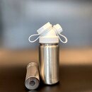 JuNiki´s® eco line isolierte Edelstahl Trinkflasche 420ml - mit Teefilter White