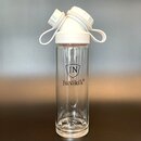 JuNiki´s® Trinkflasche aus Glas - handmade - praktische Weithals-Glasflasche mit Trinköffnung - in Weiss
