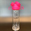 JuNiki´s® Trinkflasche aus Glas - handmade - praktische Weithals-Glasflasche mit Trinköffnung - in Pink