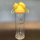 JuNiki´s® Trinkflasche aus Glas - handmade - praktische Weithals-Glasflasche mit Trinköffnung - in Gelb