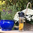 JuNiki´s®  Tea to go Thermosflasche aus Glas - handmade - mit Trinköffnung - in 8 Farben Blue