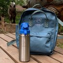 Set: JuNikis Rucksack Dunkeltrkis + 550ml Edelstahl Trinkflasche isoliert Blau