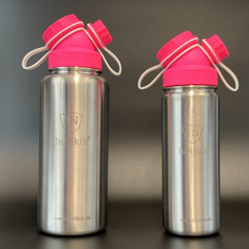 JuNiki´s® eco line insulated stainless steel flask 18oz/32oz with cap in Pink/White