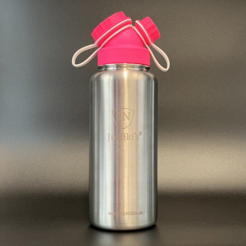 JuNikis eco line isolierte Edelstahl Trinkflasche 1L - pink/weiss