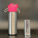 JuNiki´s® eco line isolierte Edelstahl Trinkflasche 550ml - pink/weiss + Teefilter