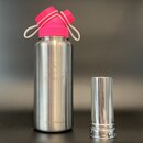 JuNiki´s® eco line isolierte Edelstahl Trinkflasche 1L - pink/weiss + Teefilter