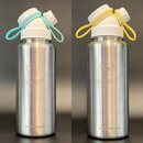 JuNikis eco line isolierte Edelstahl Trinkflasche 1L Weiss+Trkis/Gelb
