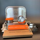 4 JuNiki´s® eco line Edelstahl Lunchbox Sets + 1 JuNiki´s® Rucksack Dunkeltürkis