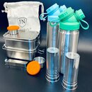  2 x JuNikis Lunchbox + drinking bottle 18oz + tea-infuser