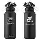 Exklusive JuNikis Trinkflasche aus Edelstahl Vakuum-isoliert 1L Sonderedition Black Devil