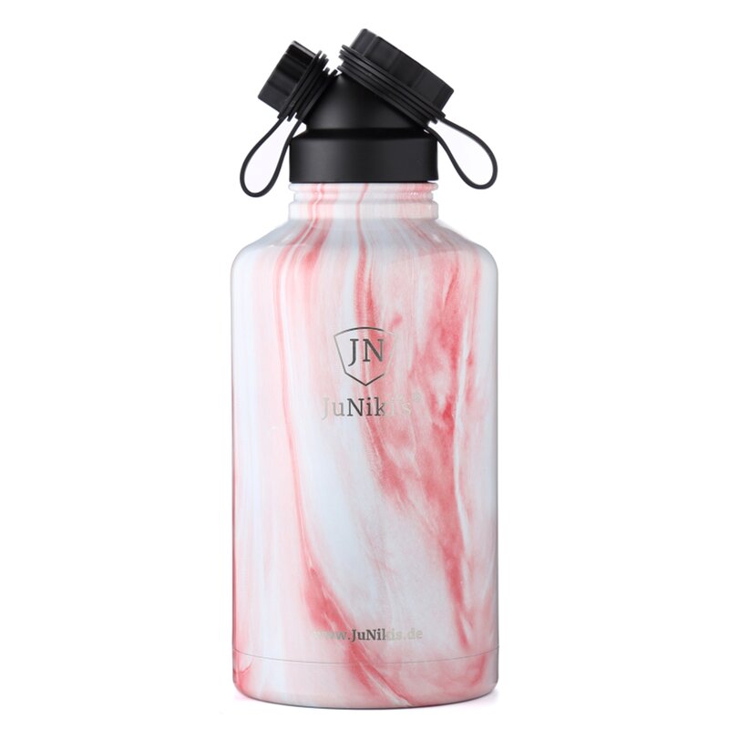 INSULATED STAINLESS STEEL FLASK // 64OZ // RED MARBLE