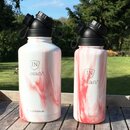 INSULATED STAINLESS STEEL FLASK // 64OZ // RED MARBLE