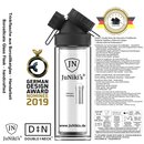 JuNikis doppelwandige Trinkflasche aus Borosilikatglas 320ml/11oz mit 2-teiligem Teesieb - umweltbewusst, BPA-frei