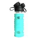 SET SINGLE WALL  GLASS FLASK + 2 SILICONE SLEEVES PURPLE/TURQUOISE