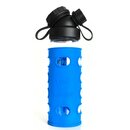 SET DOUBLE WALL  GLASS FLASK + TEA INFUSER + 2 SILICONE SLEEVES BLUE/GREEN