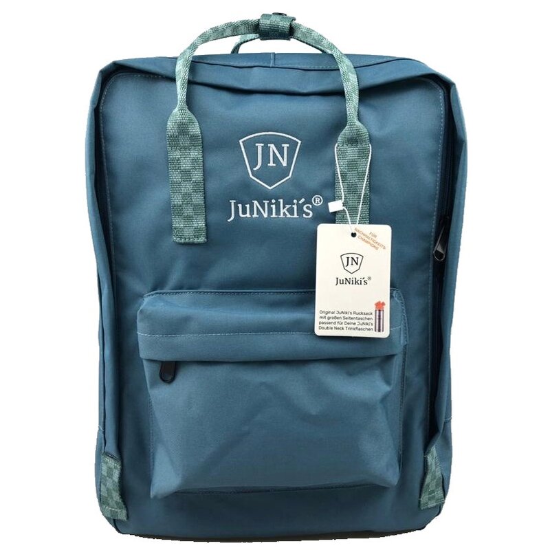 Hip JuNikis Backpack - with 2 side pockets big enough for drinking bottles - Turquoise chessboard pattern