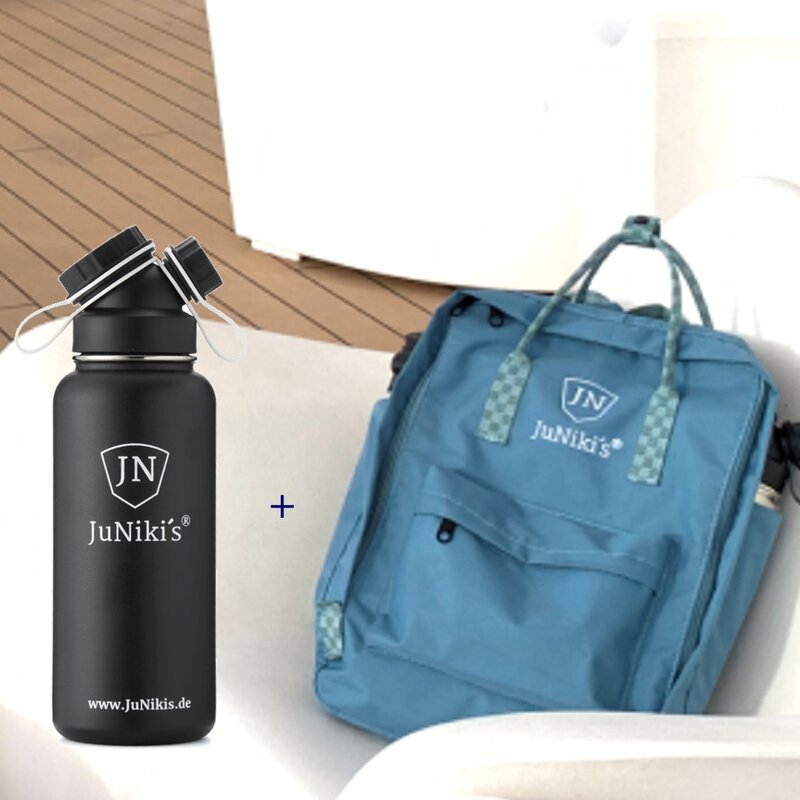 Promotion-Set: JuNikis Rucksack + JuNikis Trinkflasche 1 Liter Schwarz