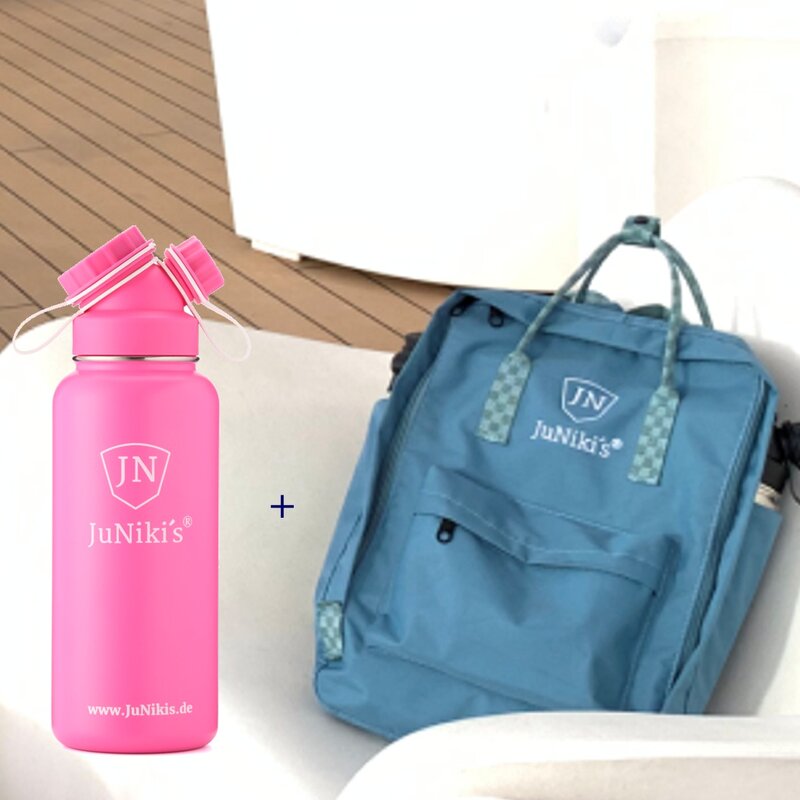 Promotion-Set: JuNiki´s Rucksack + JuNiki´s Trinkflasche 1 Liter Pink