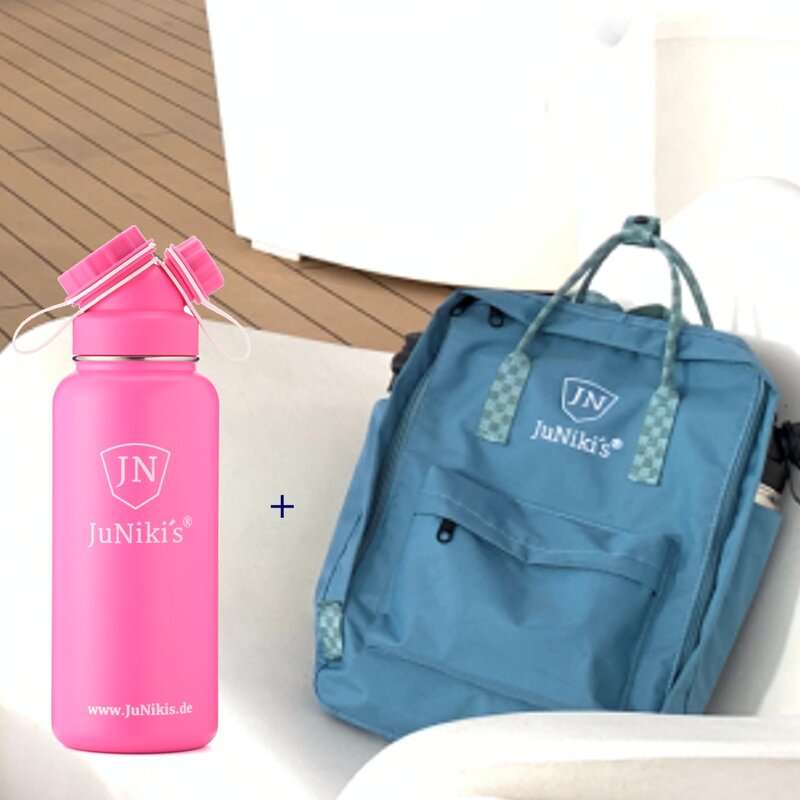 Promotion-Set: JuNikis Rucksack + JuNikis Trinkflasche 1 Liter Pink