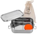 Set: JuNikis eco line stainless-steal lunchbox + flexible divider + dipper box + bag